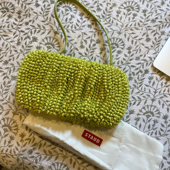 STAUD Handbags - STAUD Bean Beaded Shoulder Bag in Green